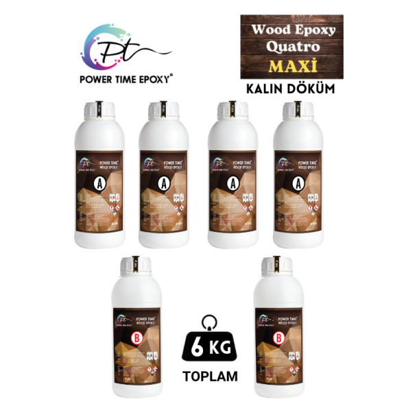 6 KG Wood Epoxy Quatro Maxi/ Kalın Döküm Şeffaf Epoksi Reçine Sehpa, Masa Için (yeni)