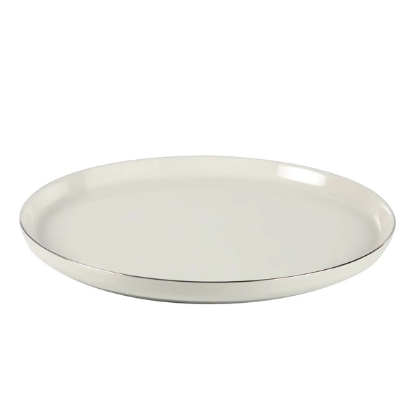 GÜRAL PORSELEN Bilbao 3 Parça  27 Cm Servis Tabağı  Gümüş Fıle - 3