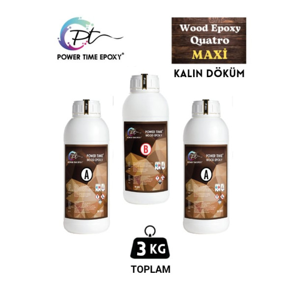 3 Kg Wood Epoxy Quatro Maxi/ Kalın Döküm Şeffaf Epoksi Reçine Sehpa, Masa Için (yeni)