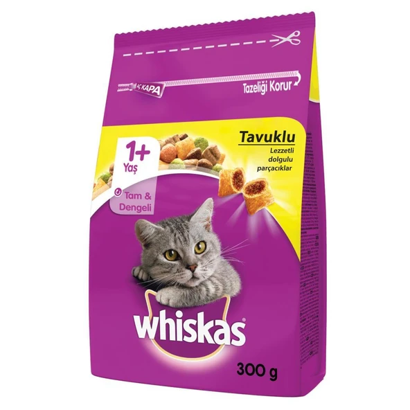 Whiskas Kuru Tavuklu Sebzeli Kedi Maması 300 gr ürün görseli 1