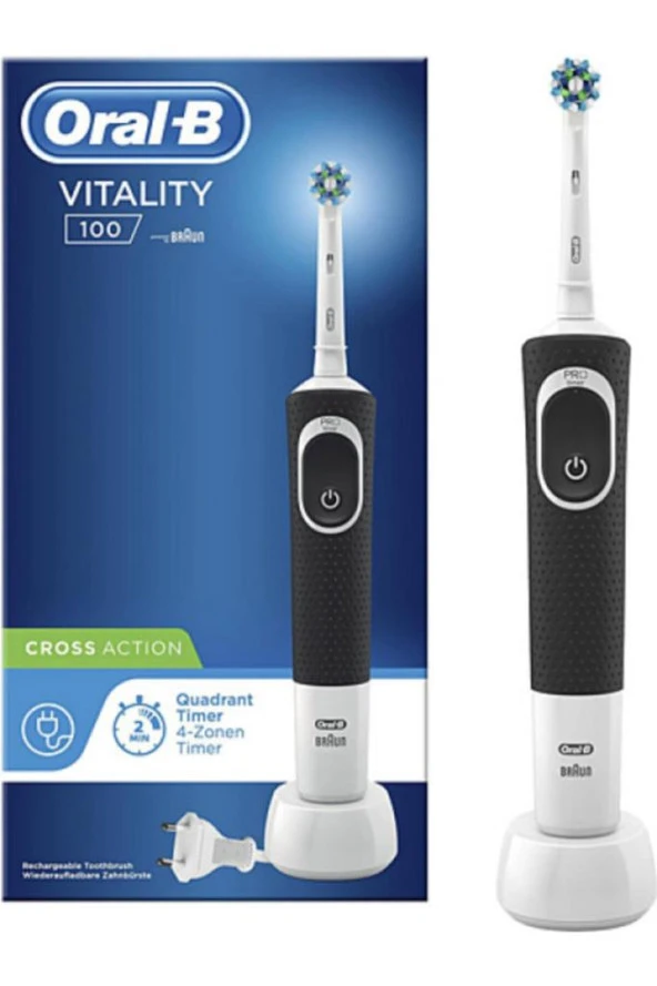 Oral B Şarjlı Vitality Cross Action Black D100 Elektrikli Diş Fırçası Siyah