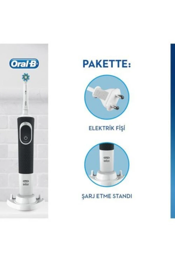 Oral B Şarjlı Vitality Cross Action Black D100 Elektrikli Diş Fırçası Siyah - 2