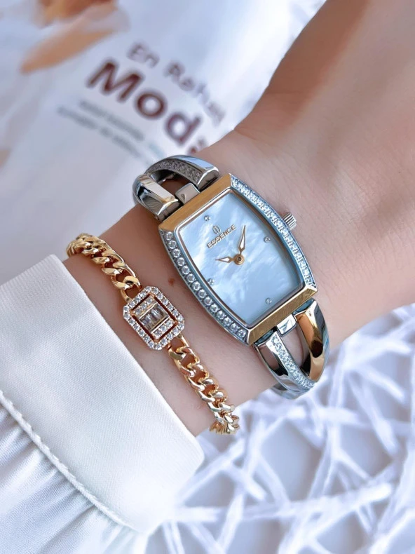 Essence Çelik Kordon Kararma Renk Atma Yapmaz 50 Mt Suya Dayanıklı Kadın Kol Saat BES.6823FE.220 - Resim 2