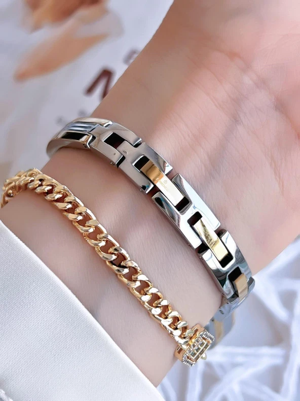 Essence Çelik Kordon Kararma Renk Atma Yapmaz 50 Mt Suya Dayanıklı Kadın Kol Saat BES.6823FE.220 - Resim 3