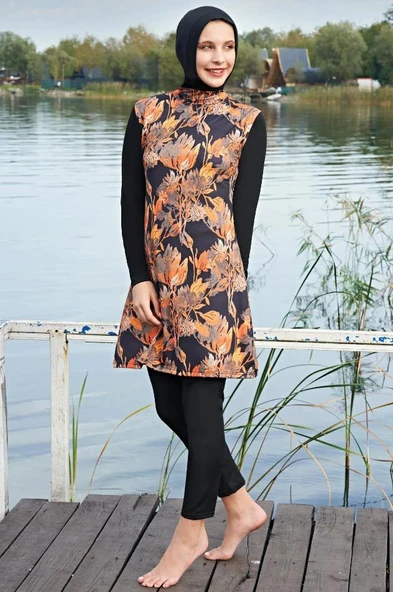 Ruko Maio Mirates 2450-12 Çabuk Kuruyan Kumaş Tesettür Mayo - Resim 2