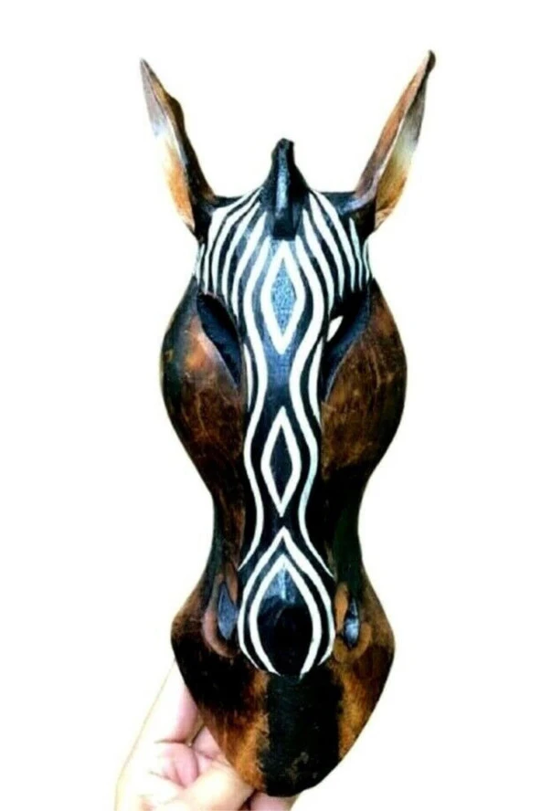 Ahşap Zebra Mask Dekoratif Duvar Dekoru 30 cm - Resim 7