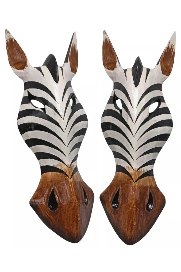 Ahşap Zebra Mask Dekoratif Duvar Dekoru 30 cm - Resim 9