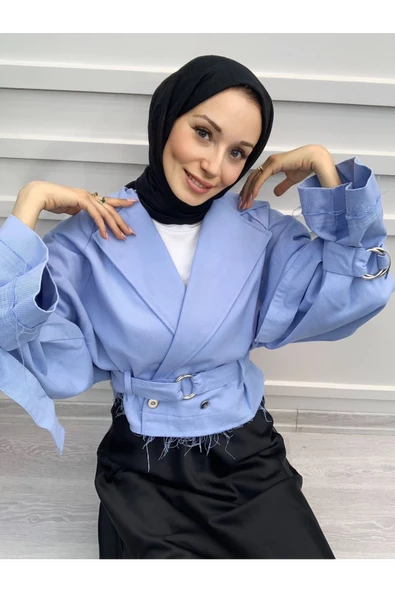 CKT009 Kol ve Belı Kemerli Ceket - Resim 2