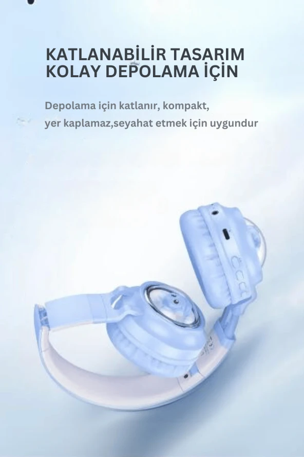 W550 Cute Fun BT RGB Kablosuz Kafaüstü Kulaklık - 8