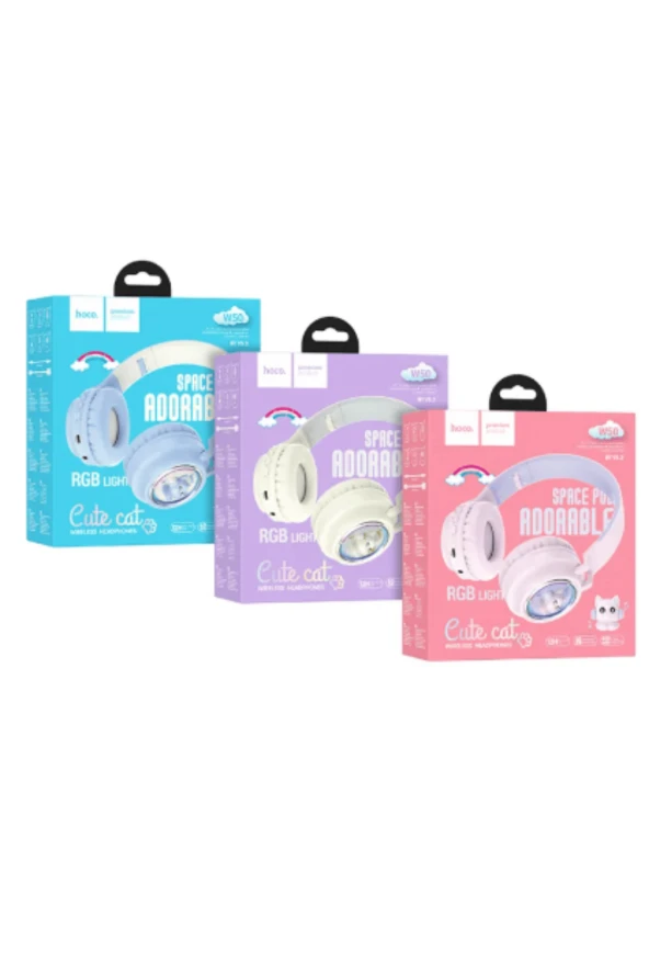 W550 Cute Fun BT RGB Kablosuz Kafaüstü Kulaklık - Resim 10