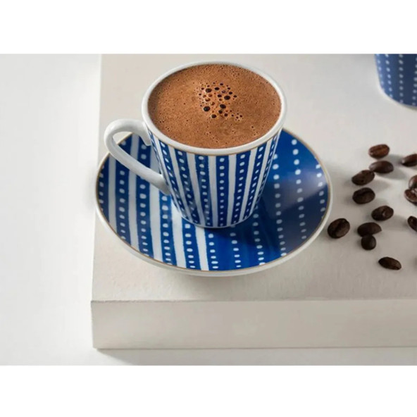 English Home Bellis Porselen 4 Parça 2 Kişilik Kahve Fincan Takımı 80 Ml Lacivert - 2