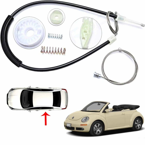 VW Beetle Convertible 2003-2010 için Cam Krikosu Tamir Seti Arka Sol 1Y0898292