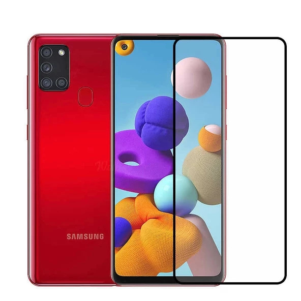 Samsung A21S Uyumlu Kenarları Kırılmaya Dayanıklı Cam Ekran Koruyucu