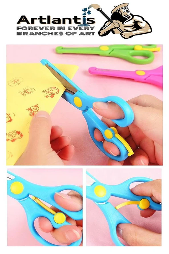 Sarı Öğrenci Makası 1 Adet Plastik Yaylı Küt Uç Korumalı Okul Makası Çocuk Makası Okul Öncesi Kreş Ana Sınıfı - 6