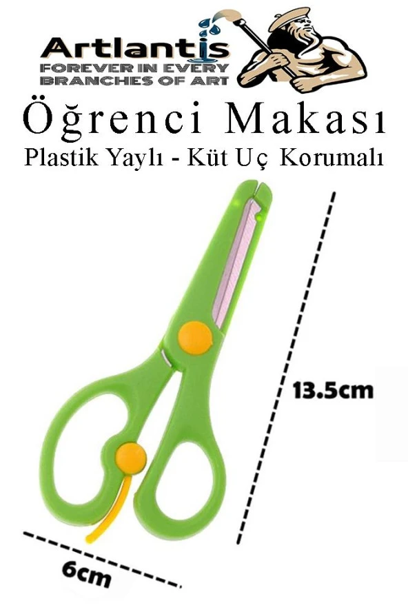 Koyu Mavi Öğrenci Makası 1 Adet Plastik Yaylı Küt Uç Korumalı Okul Makası Çocuk Makası Okul Öncesi Kreş Ana Sınıfı - 3