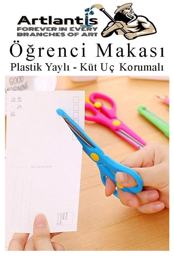 Pembe Turuncu Öğrenci Makası 2 Adet Plastik Yaylı Küt Uç Korumalı Okul Makası Çocuk Makası Okul Öncesi Kreş Ana Sınıfı - 4