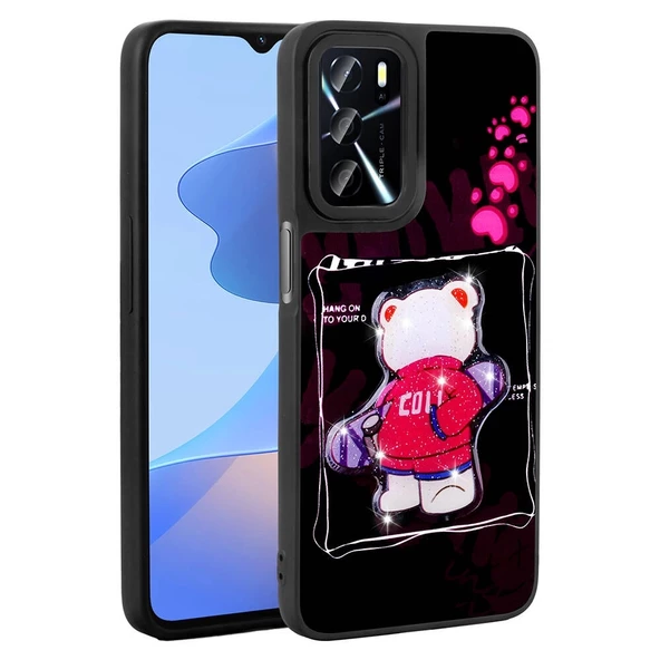 Oppo A16 Case Shining Embossed Uyumlu Amas Silicone Cover with Iconic Figure