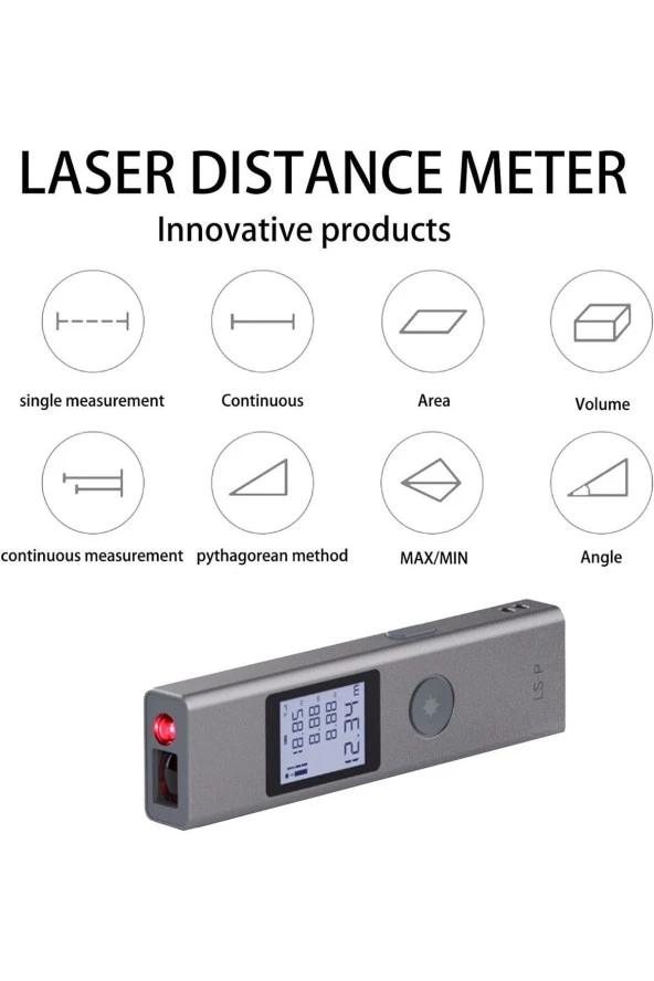 Peeq Earldom LS-P Lazer Dijital Mesafe Ölçer 40M Hacim Ölçer Pisagor Modu LCD Ekran Lazerli Mesafe Ölçüm Cihazı - 4
