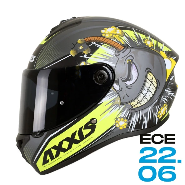 Axxıs Draken S Bombs A2 Motosiklet Kask XL (Siyah Vizör Hediyeli)