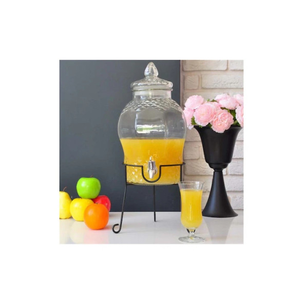 Cam Damacana Limonata Su Sebili Şerbetlik 8 Lt. (Musluk Hediyeli) - 2
