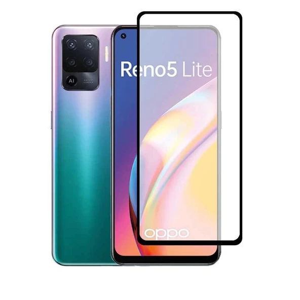 Oppo Reno 5 Lite Uyumlu Kenarları Kırılmaya Dayanıklı Cam Ekran Koruyucu