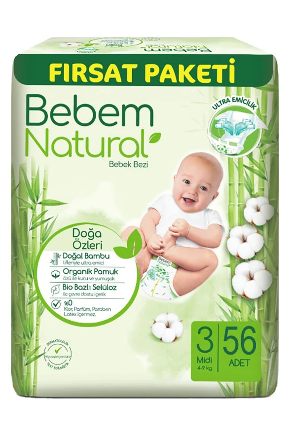 Bebem Natural Bebek Bezi Fırsat Paketi 3 Beden 4-9