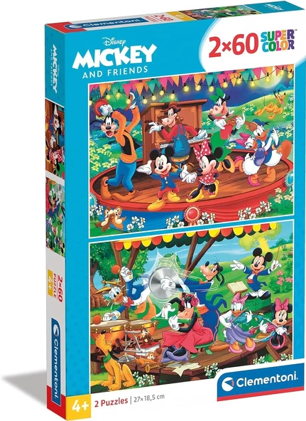 Clementoni- 2x60 Parça Puzzle Mickey and Friends 21620
