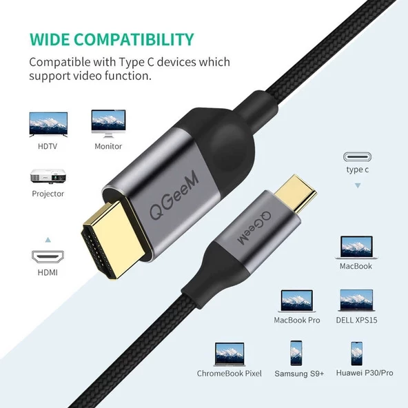 Qgeem QG-UA10 Type-C To HDMI Kablo