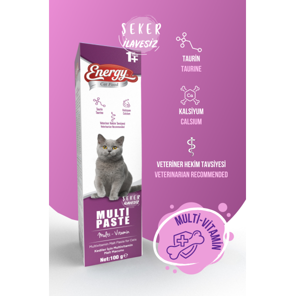 Energy Multi Paste 100gr Multivitamin Malt (Bağışıklık Sistemi Destekleyici Tüy Yumağı Önleyici) - 3