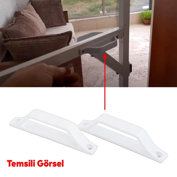 Pimapen PVC Pencere Kapı Sineklik Kolu Plastik D Tutucu Tutamağı 2 Adet - 6