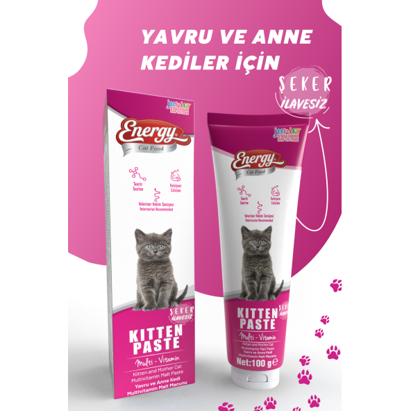 Energy Kitten Paste 100gr Yavru ve Anne Kediler için Bağışıklık Sistemi Destekleyici Multivitamin Macunu