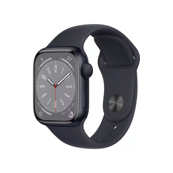 Apple Watch Series 8 GPS 41mm Gece Yarısı Alüminyum Kasa - Gece Yarısı Spor Kordon MNP53TU/A-Teşhir