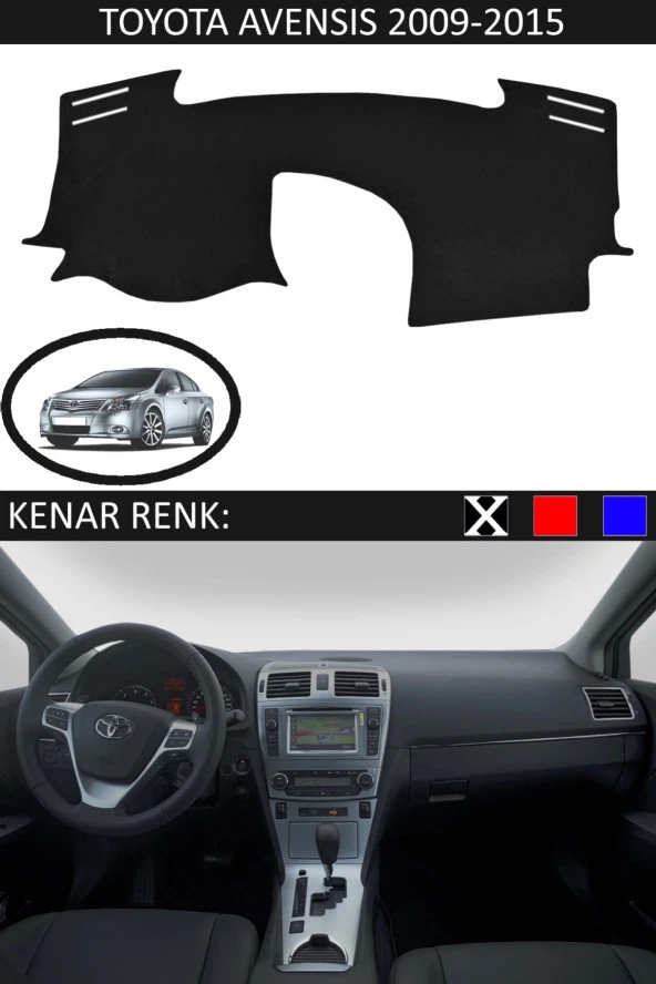 GUERRINO Torpido Koruma Halısı Siyah Kenar Renk Siyah Toyota Avensis 2009-2015 ile Uyumlu ürün görseli