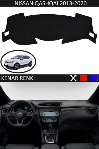 GUERRINO Torpido Koruma Halısı Siyah Kenar Renk Siyah Nissan Qashqai 2013-2020 ile Uyumlu