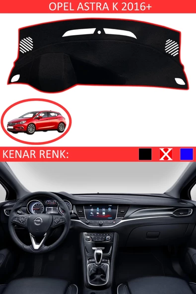 GUERRINO Torpido Koruma Halısı Siyah Kenar Renk Kırmızı Opel Astra K 2016+ ile Uyumlu ürün görseli