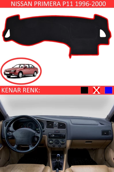 GUERRINO Torpido Koruma Halısı Siyah Kenar Renk Kırmızı Nissan Primera P11 1996-2011 ile Uyumlu ürün görseli