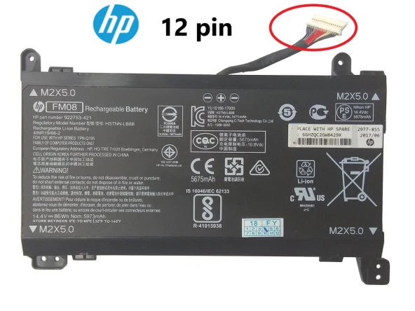 Hp Omen 17-AN000NU Batarya Pil Orjinal 12 pin