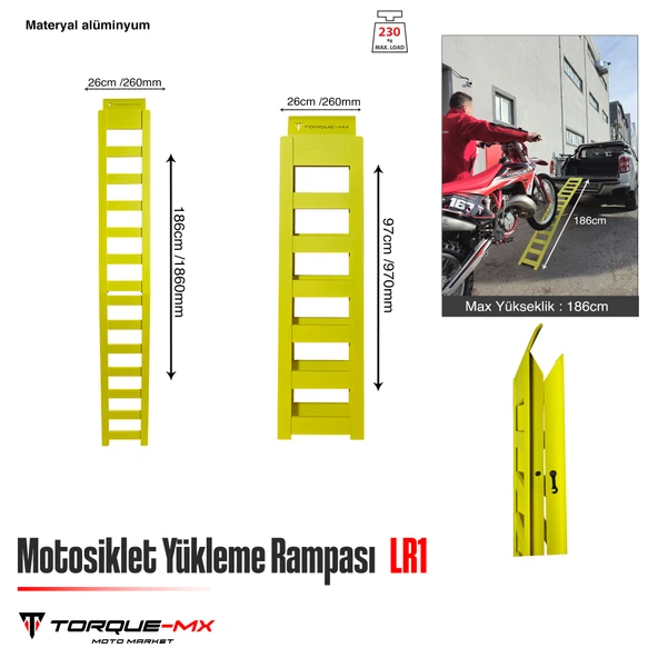 Torque-MX Motosiklet Yükleme Rampası LR1 Sarı - Resim 5