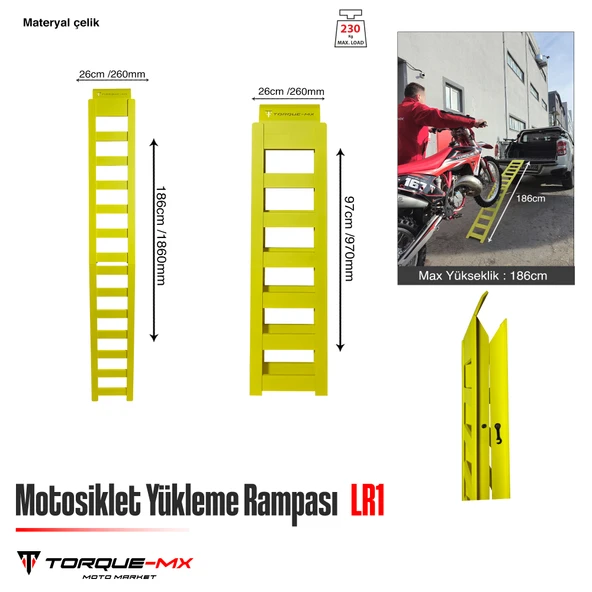 Torque-MX Motosiklet Yükleme Rampası LR1 Sarı - 5