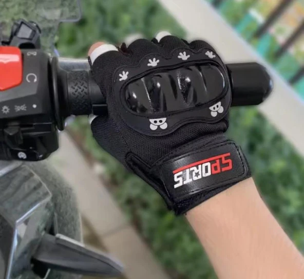 Çocuklar için Koruma Destekli Unisex Yarım Parmak Scooter Bisiklet Eldiveni - 3