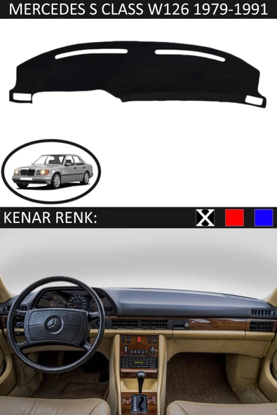 GUERRINO Torpido Koruma Halısı Siyah Kenar Renk Siyah Mercedes S Class W 126 1979-1991 ile Uyumlu