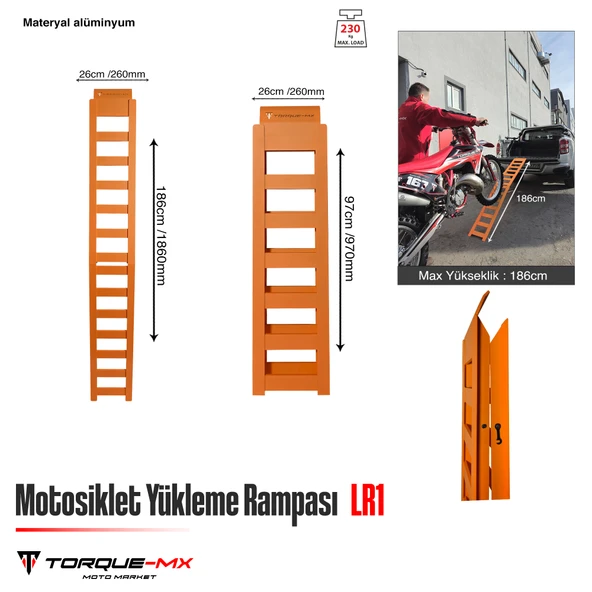 Torque-MX Motosiklet Yükleme Rampası LR1 Turuncu - Resim 5