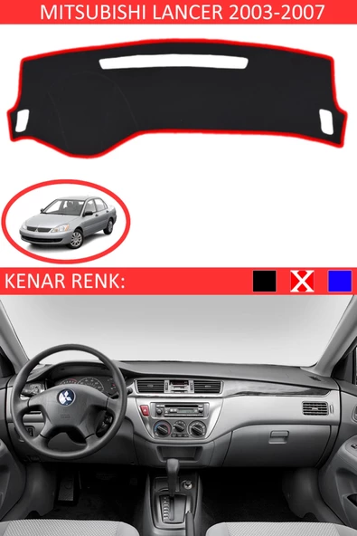 GUERRINO Torpido Koruma Halısı Siyah Kenar Renk Kırmızı Mitsubishi Lancer 2003-2007 ile Uyumlu