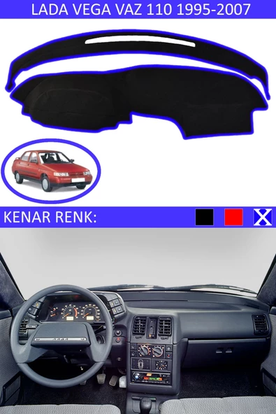 GUERRINO Torpido Koruma Halısı Siyah Kenar Renk Mavi Lada Vega Vaz 110 ile Uyumlu