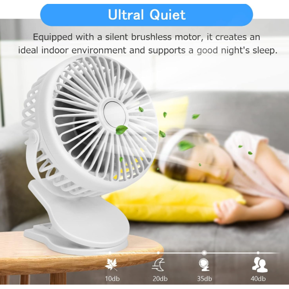 360° Dönen Taşınabilir Puset  Fan Mandallı Kıskaçlı Model - 2