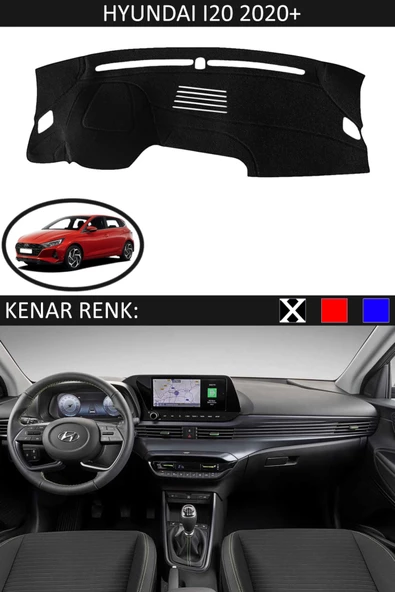 GUERRINO Modelleri Torpido Koruma Halısı Siyah Kenar Renk Siyah Hyundai İ20 2020 ile Uyumlu