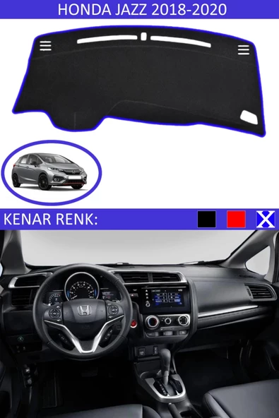 GUERRINO Torpido Koruma Halısı Siyah Kenar Renk Mavi Honda Jazz 2018-2020 ile Uyumlu