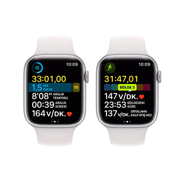 Apple Watch Series 8 GPS 45mm Gümüş Alüminyum Kasa - Beyaz Spor Kordon MP6N3TU/A-Teşhir - 4
