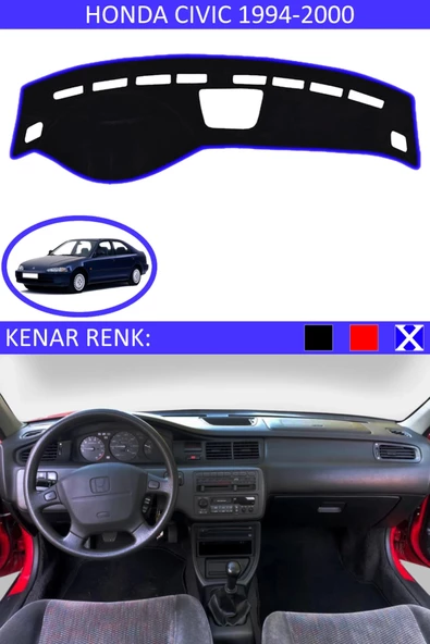 GUERRINO Torpido Koruma Halısı Siyah Kenar Renk Mavi Honda Civic 1994-2000 ile Uyumlu ürün görseli