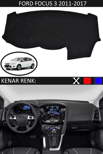 GUERRINO Torpido Koruma Halısı Siyah Kenar Renk Siyah Ford Focus 3 2011-2017 ile Uyumlu ürün görseli